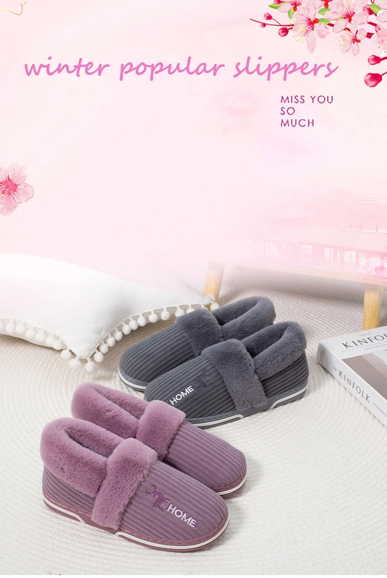 Unisex Warm Plush Winter Slippers Indoor Furry Fluffy Cotton Slides Suitable As Comfortable Home Bedroom Shoe For Men & Women