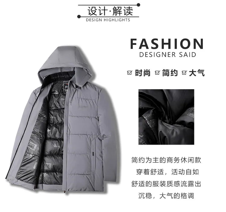 Men's High-Quality Hooded Thickened Warm Cotton Coat, Suitable for Daily Commuting, Elegant Business and Casual Wear Size L-5XL