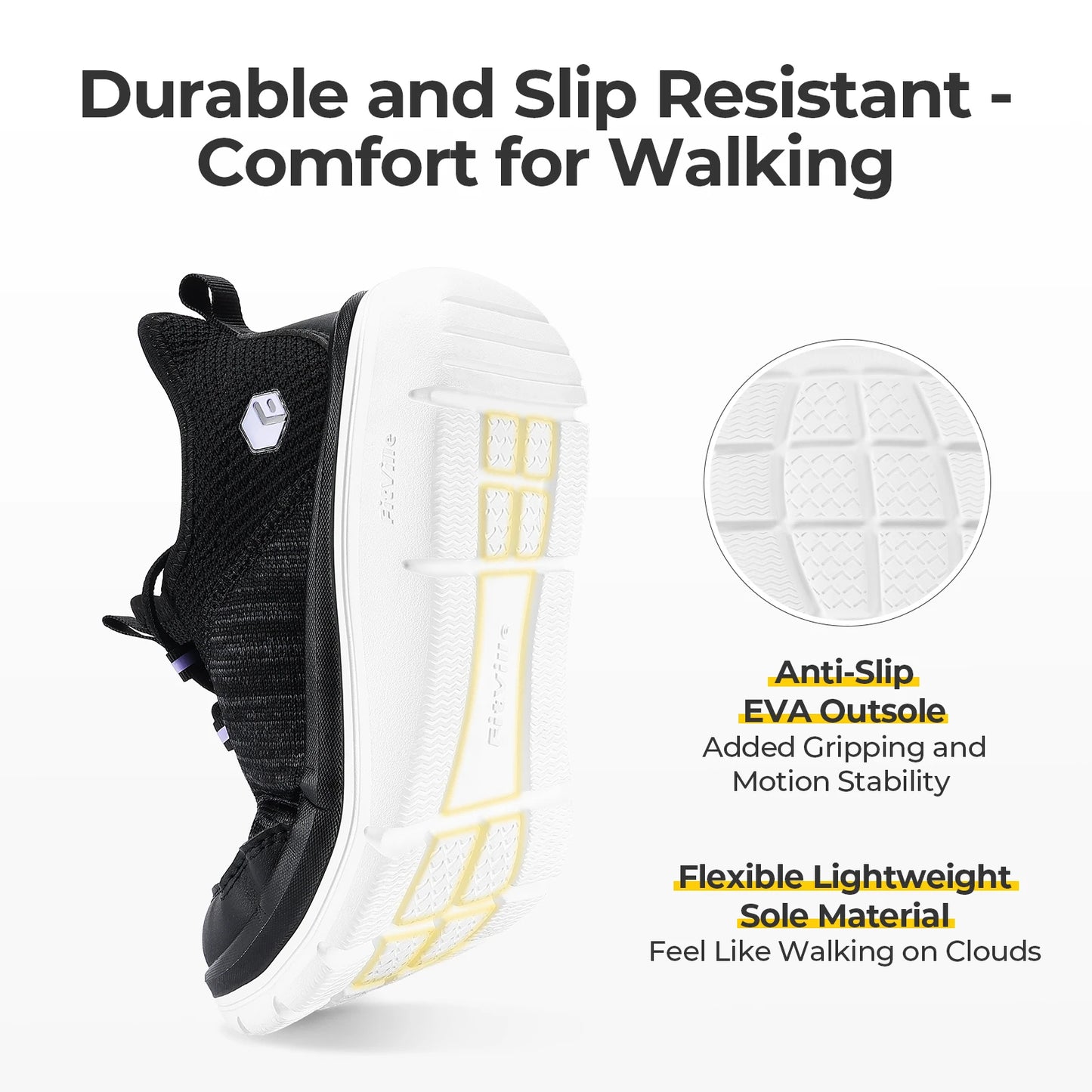 Women's Wide Foot Slip-On Sneakers Hands-Free Running Shoes Walking Shoes for Fat Feet Flat Feet Plantar Fasciitis