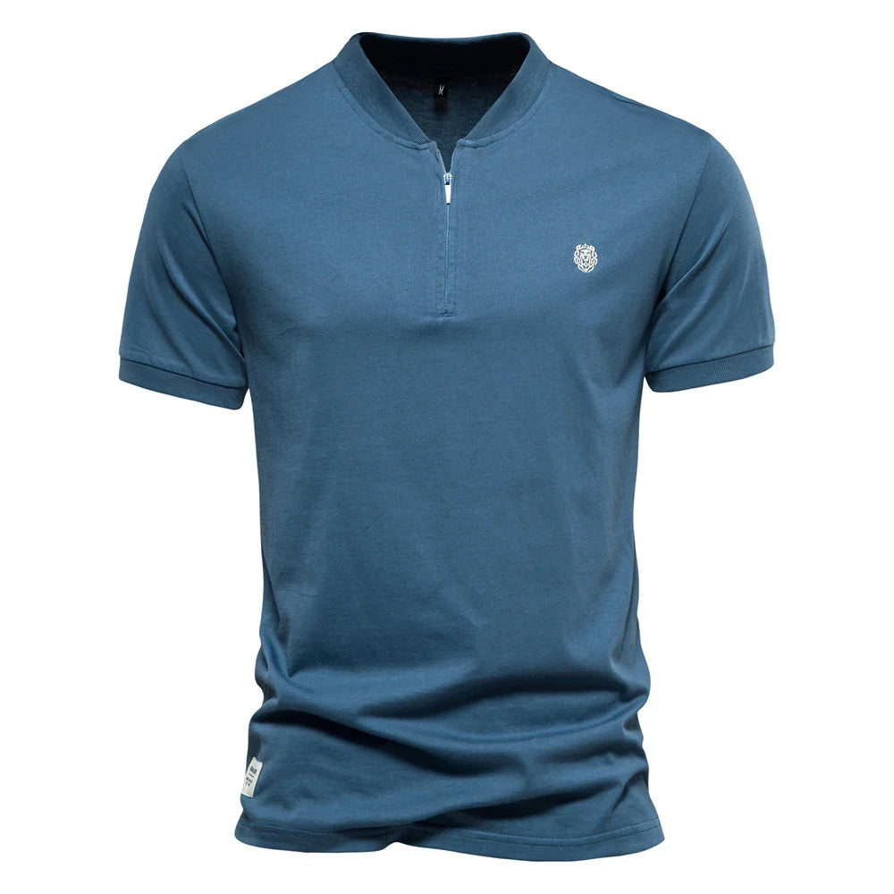 100% Cotton Embroidery Men's Polo Shirts Solid Colour Short Sleeve Polo Shirts Summer Social Polos For Men