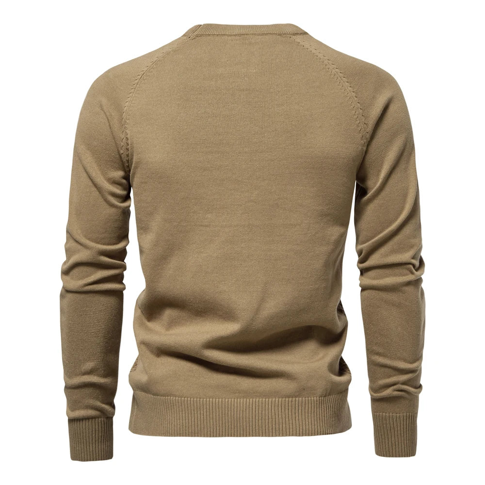Men's Crew Neck Cotton Pullover Sweater Casual Business Geometric Knitted Male Sweaters
