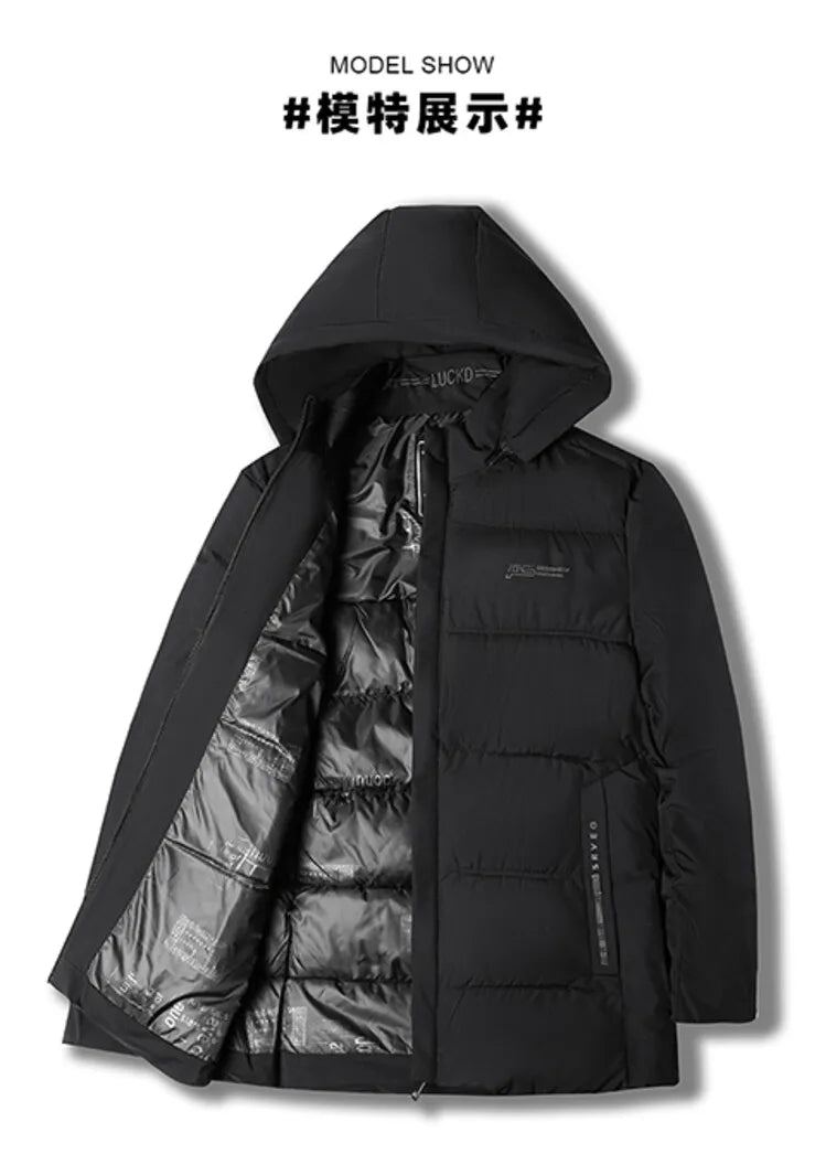 Men's High-Quality Hooded Thickened Warm Cotton Coat, Suitable for Daily Commuting, Elegant Business and Casual Wear Size L-5XL