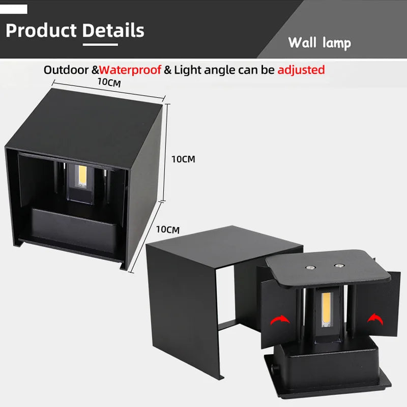 Aluminium LED-wandlamp voor buiten, waterdicht IP65, tuinverlichting, 6W 12W, wandlampen voor binnen, slaapkamer, woonkamer, trapverlichting
