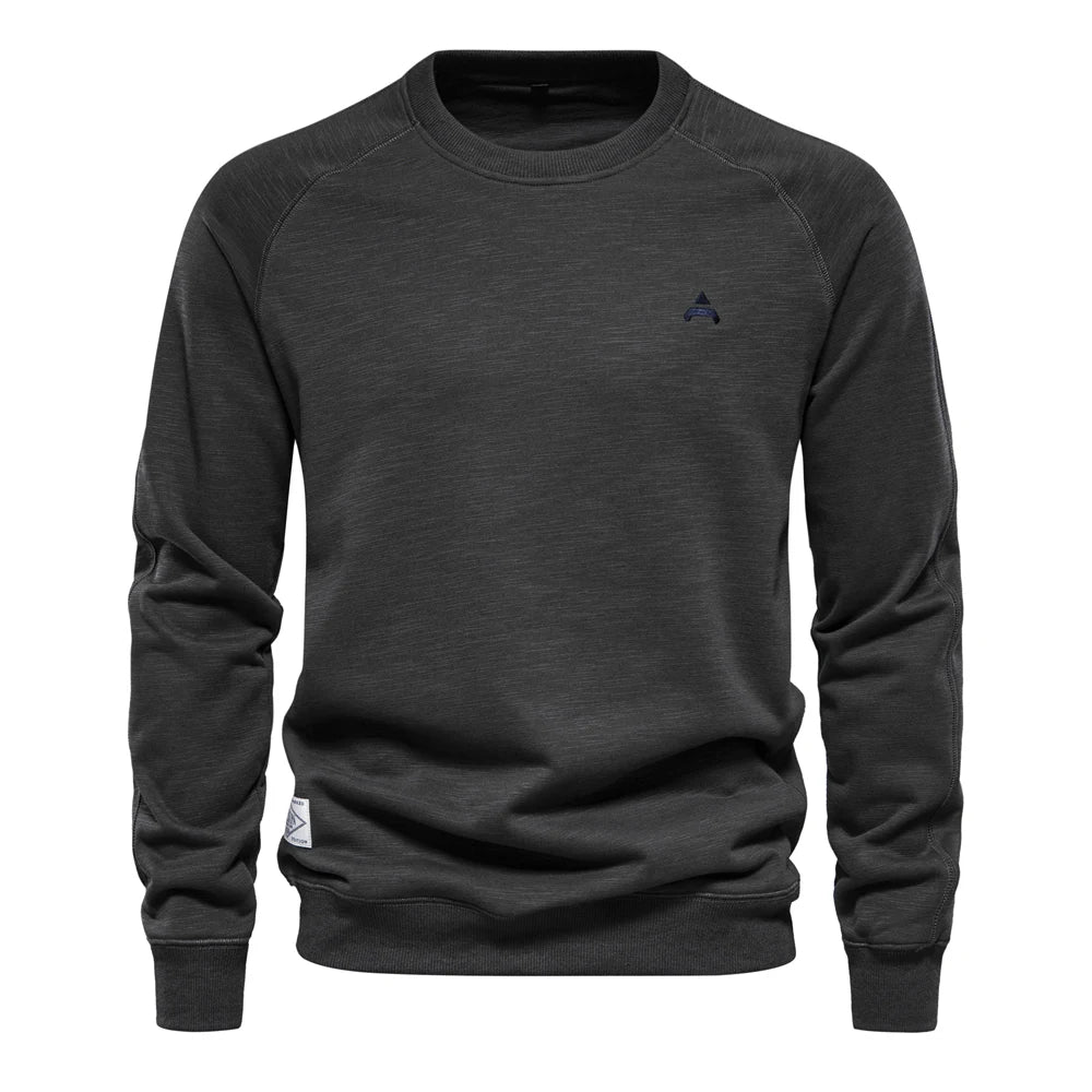 2024 New Spring Cotton Blend Sweatshirt for Men Casual Sport Design Round Neck Pullover Men