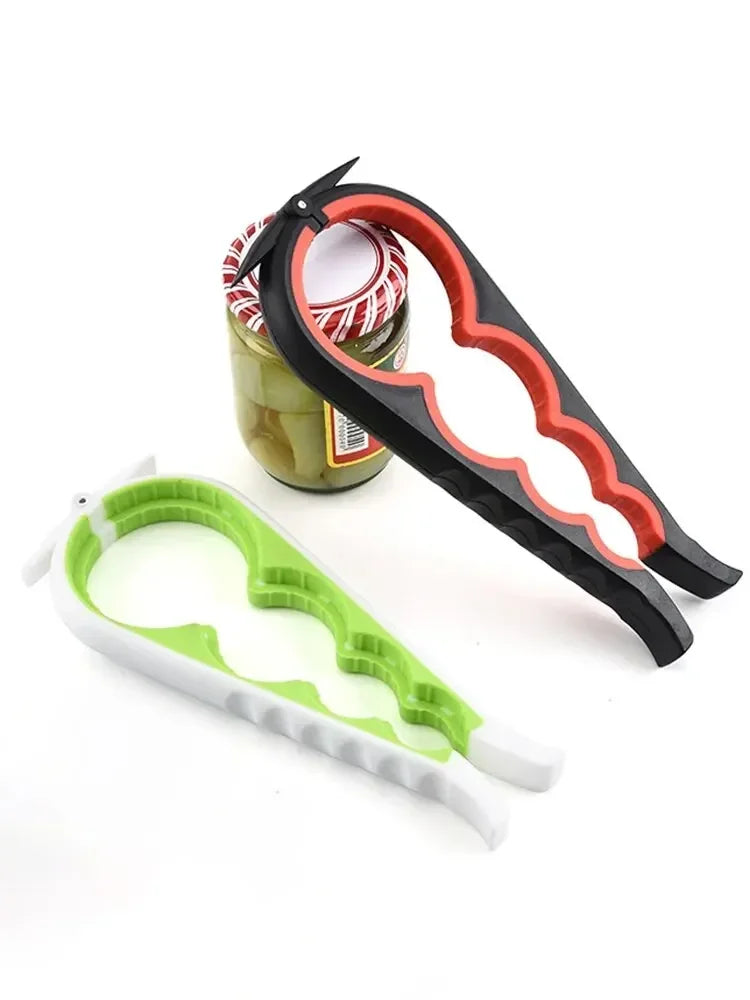 4-in-1 Multi Functional Can Opener Bottle Opener Cap Twister Anti Slip Heavy Duty Stainless Steel Kitchen Tool