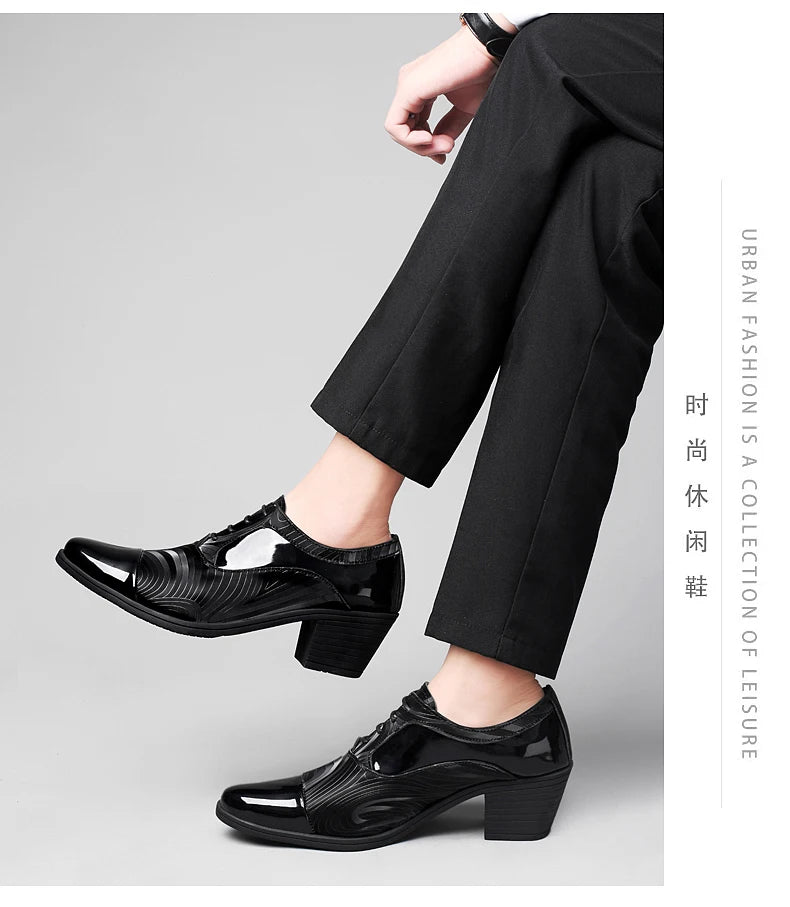 Height Increasing Men Dress Formal Business Shoes Luxury Italy Gentleman Party Evening Oxfords High Heel Youth Wedding Shoes