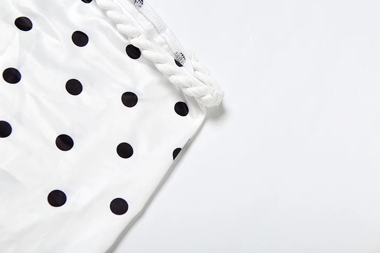 Polka Dots 2 Piece Set Women Twist Bandage Halter Hollow Camisole + Skinny Mid Skirts Street Fashion Elegant Outfits For Women