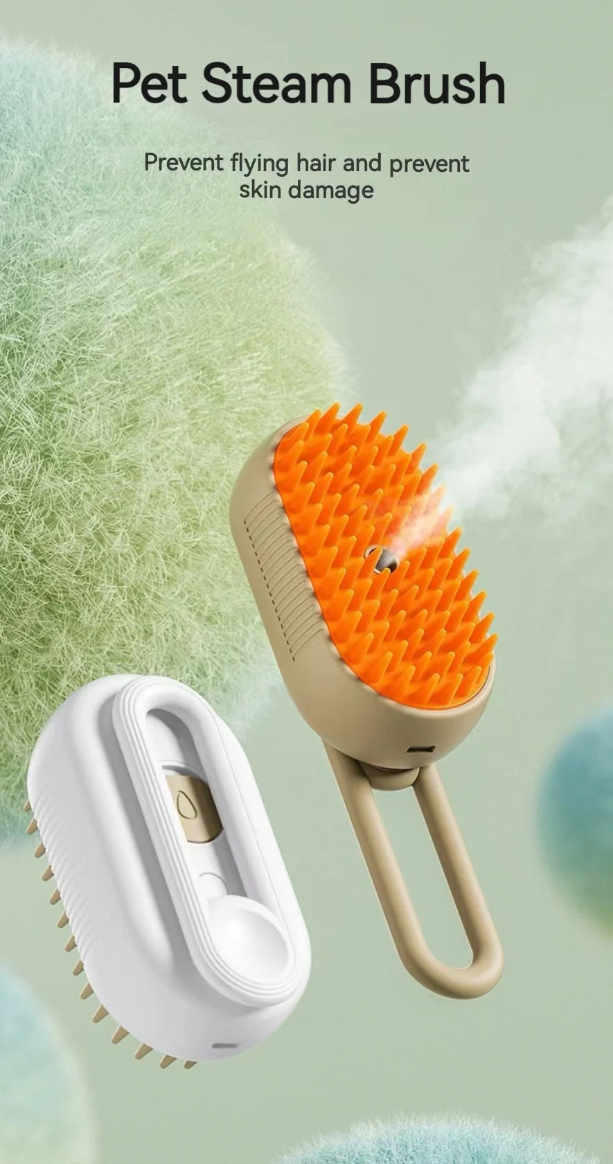 3-in-1 Hondenhaarborstel Kattenhaarborstel Elektrische Huisdierreinigingsborstel Stoomsprayborstel Massage Ontharingskam Anti-vliegborstel