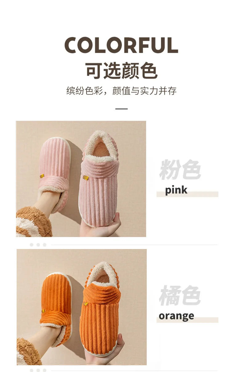 Unisex Warm Plush Fur Winter Slippers Indoor and Outdoor Fluffy Warm Fuzzy House Shoes With Fuzzy Soft Furry For Men & Women