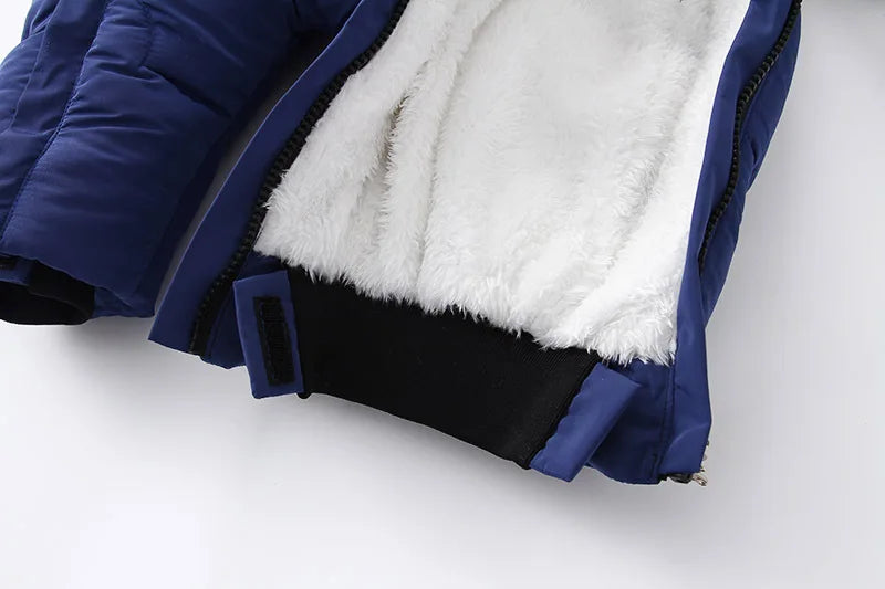 Winter Baby Rompers Fur Lining Boys Jumpsuits Warm Fleece Padded Toddler Snowsuit Infant Outfit