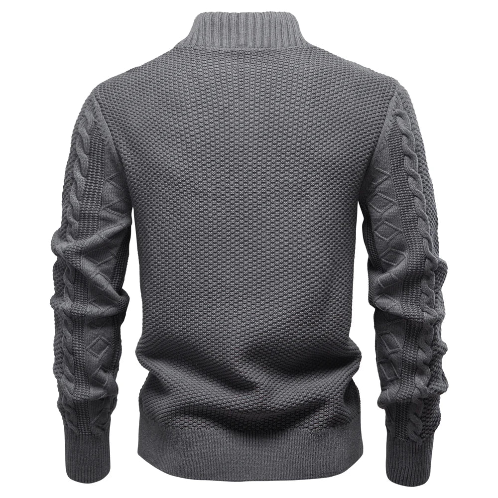 Men's Classic Zip-Up Jacket Cotton Solid Colour Fleece Lined Winter Warm Outdoor Sports Luxury Casual Male Outerwear