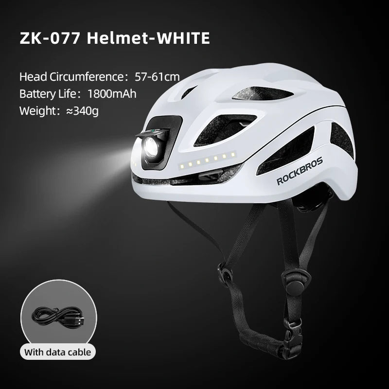 Cycling Light Helmet Type-C Charging Electric Bicycle Helmet Front Light Rear Light Warning Lamp Safety MTB Bike Helmet
