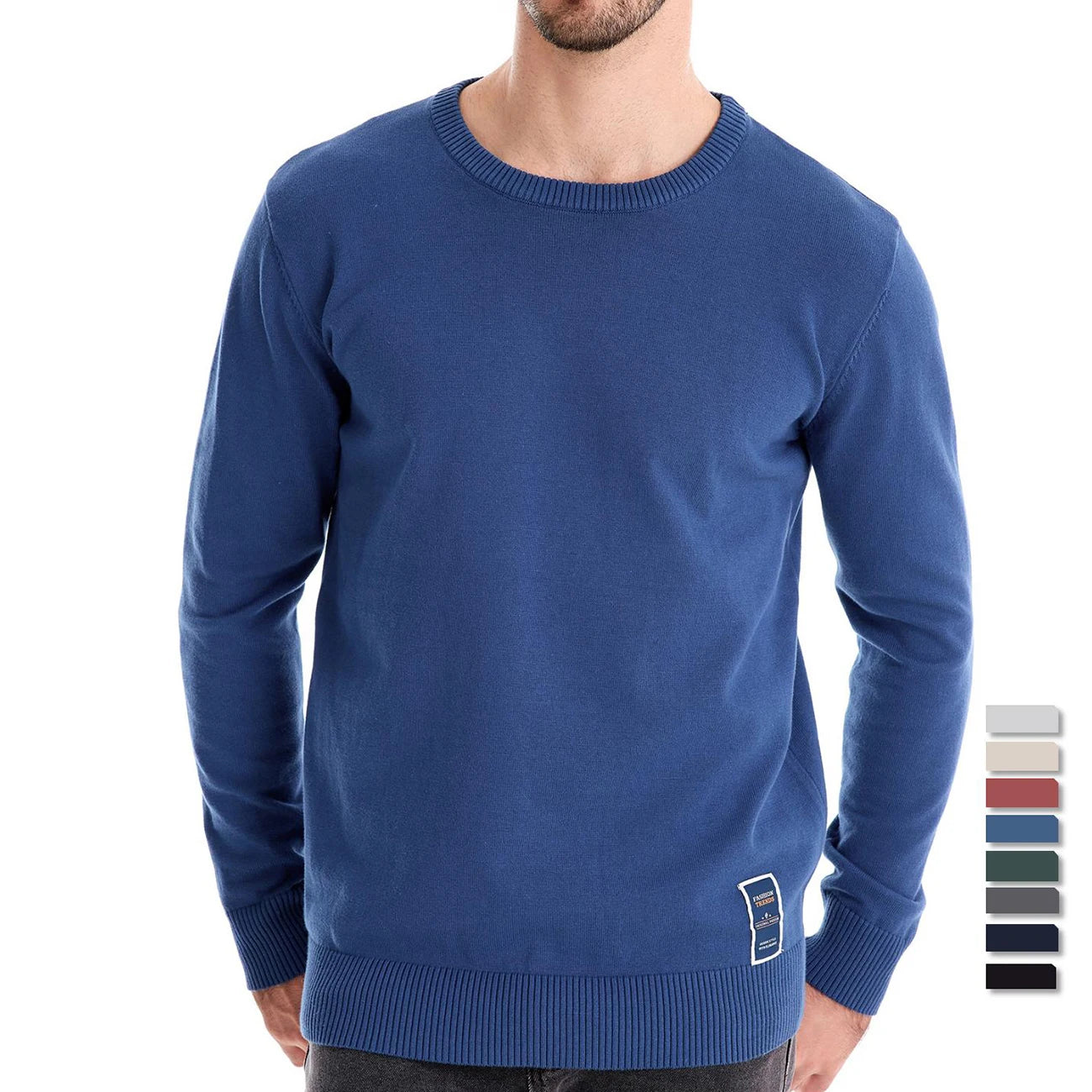 Men's Solid Cotton Crew Neck Knitted Pullover Sweaters Casual Fashion Classic Sweater for Men