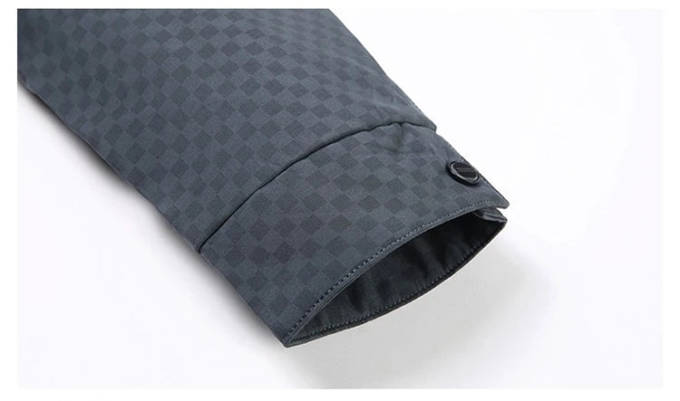 Men's Business Jacket, Dark Pattern Dark Plaid Lapel Formal Men's Outerwear.