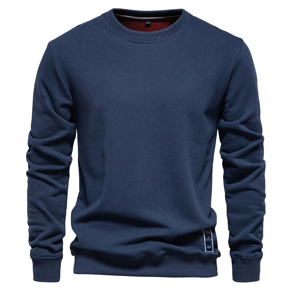 Men's Cotton-Blend Crew Neck Solid Colour Sweatshirts Pullover Casual Sport Sweatshirt for Men