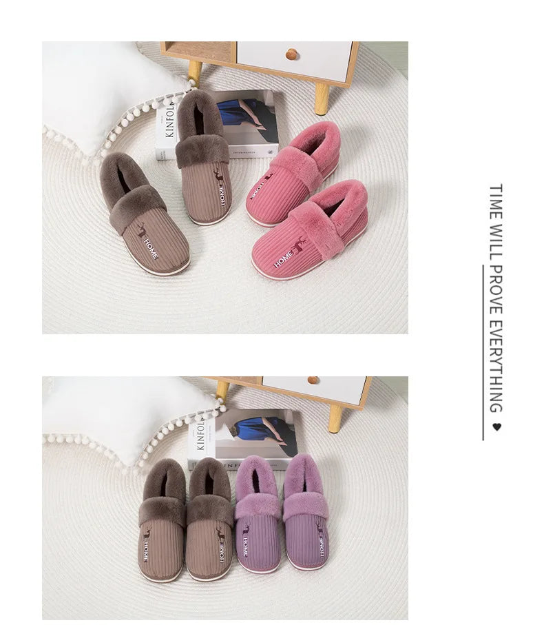 Unisex Warm Plush Winter Slippers Indoor Furry Fluffy Cotton Slides Suitable As Comfortable Home Bedroom Shoe For Men & Women