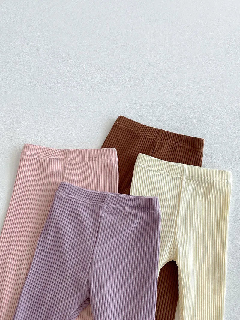 Herfst Baby Leggings Leuke Effen Kleur Meisjes Jongens Pit Strip Skinny Broek Ademende Peuterbroek 6M-3 & Unisex