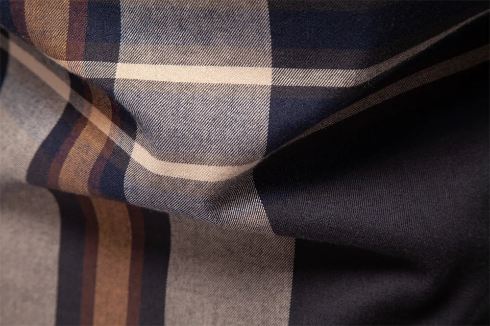Men's Classic Plaid Shirt 100% Cotton Long Sleeve Autumn Winter Thickened Office Formal Business Executive Shirts For Men