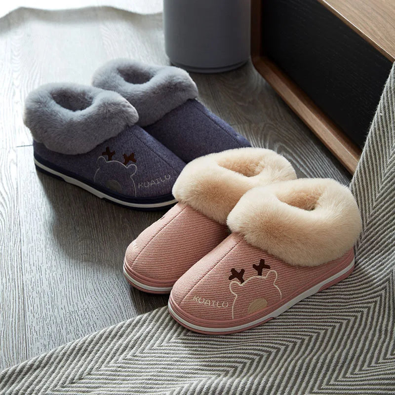 Unisex Warm Plush Winter Slippers Indoor Furry Fluffy Cotton Slides Suitable As Comfortable Home Bedroom Shoe For Men & Women