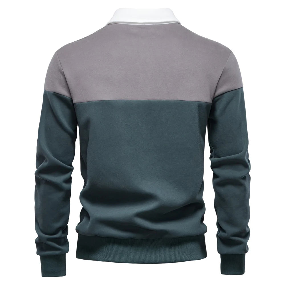Men's Premium Design Sweatshirt Colour Block Hoodies Long Sleeve Business Casual Social Sweatshirt