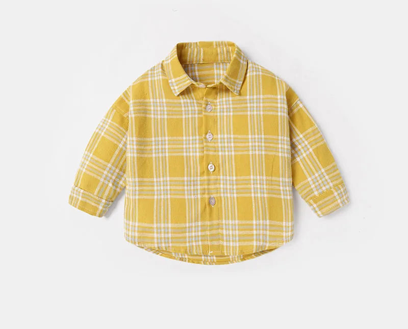 New Spring Kids Shirt Girls Boys Thin Style Colour Block Lattice Blouse Children Baby Loose Outwear Clothes 1-6Y Unisex