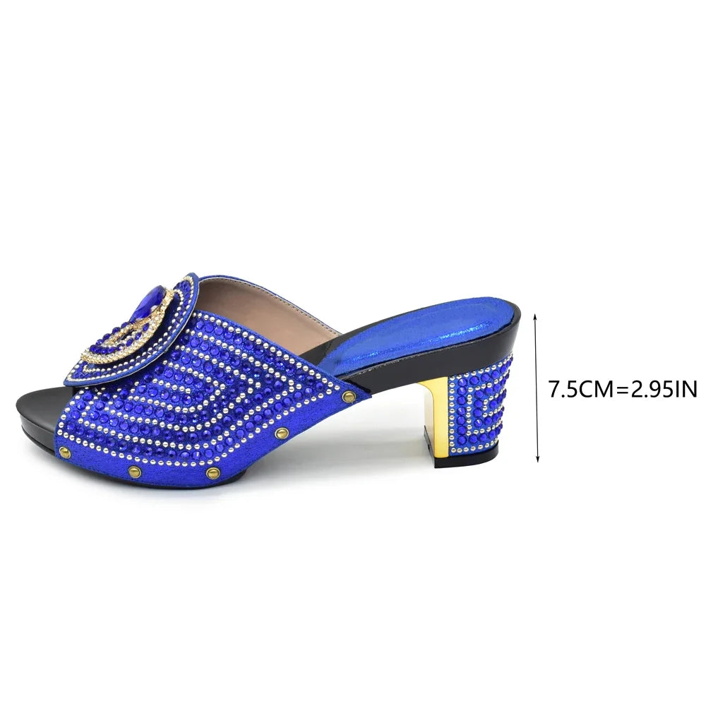 Italian Shoes with Matching Bags with Rhinestone Luxury Crystal Shoe Women Designers Nigerian Women Party Pumps with Purse