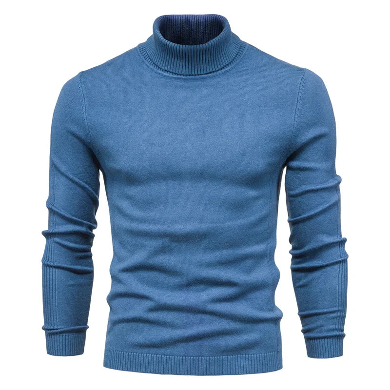 Winter Men's Turtleneck Sweater Casual Solid Colour Warm Pullover High Quality Slim Neck Long Sleeve Sweater For Men