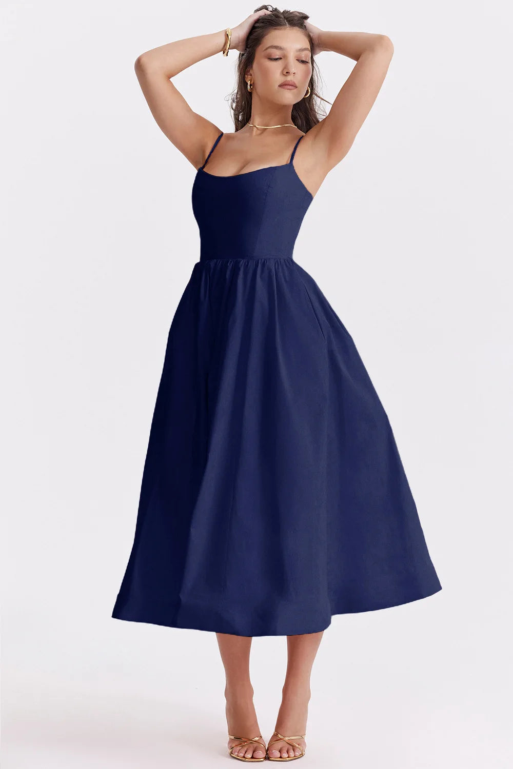 Chic Elegant Party Dresses for Women Solid Spaghetti Strap Sleeveless Long Dress Holiday Beach Sundress Robe Femme Été