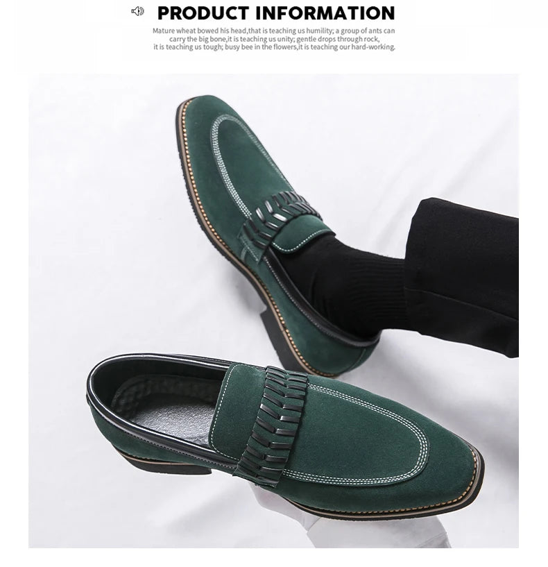 Formal Dress Oxford Shoes Men Green Suede Leather Male Business Formal Suit Shoes Over Size 38-48 Adult Leisure Walking Shoes