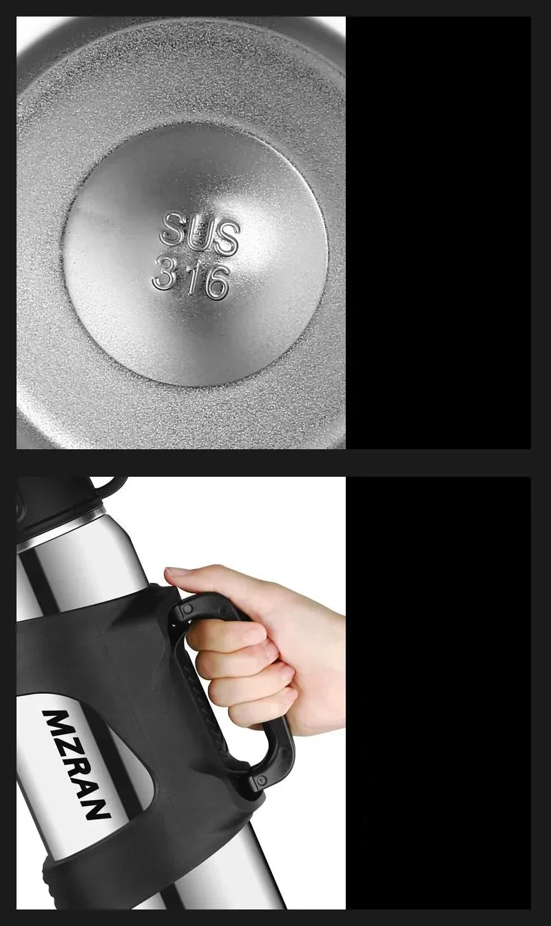 316 roestvrijstalen thermosfles met grote capaciteit, 2L/3L, buitenreiskoffiemokken, thermische vacuümwaterfles, thermische mok