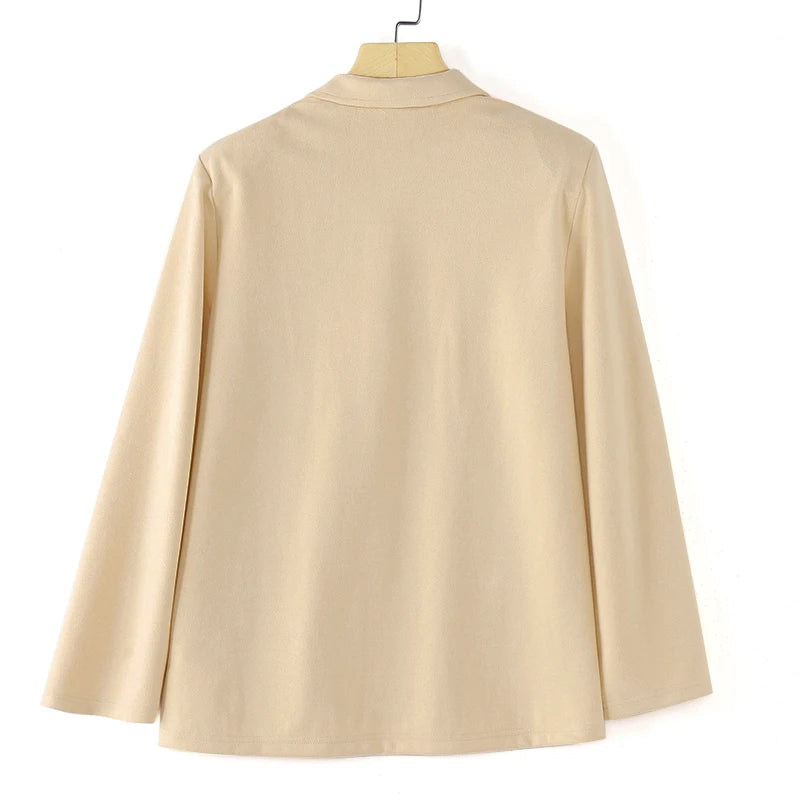Casual Suede Women's Blazer 2025 Spring Fall Long Sleeve Lapel Neck Suit Jackets Elegant Single-Breasted Streetwear Coats