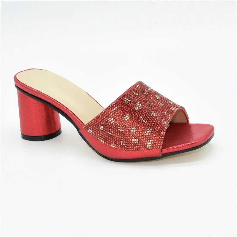Wedding T. Blue Colour Nigerian Shoe Italian High Heels Autumn Slipper for Wedding Elegant Crystal Women Pumps