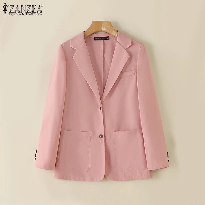 Office Wear Fashion Tops Long Sleeve Elegant Korean Style Women Suit Jackets Streetwear Notched Lapel Casual Blazer