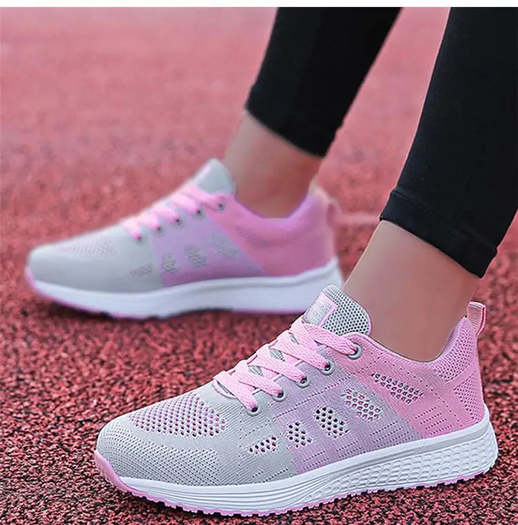 2025 Nieuwe mode damessneaker platte damesschoenen mesh stof casual sneaker dames veterschoenen vrouwelijke sneakers voor dames