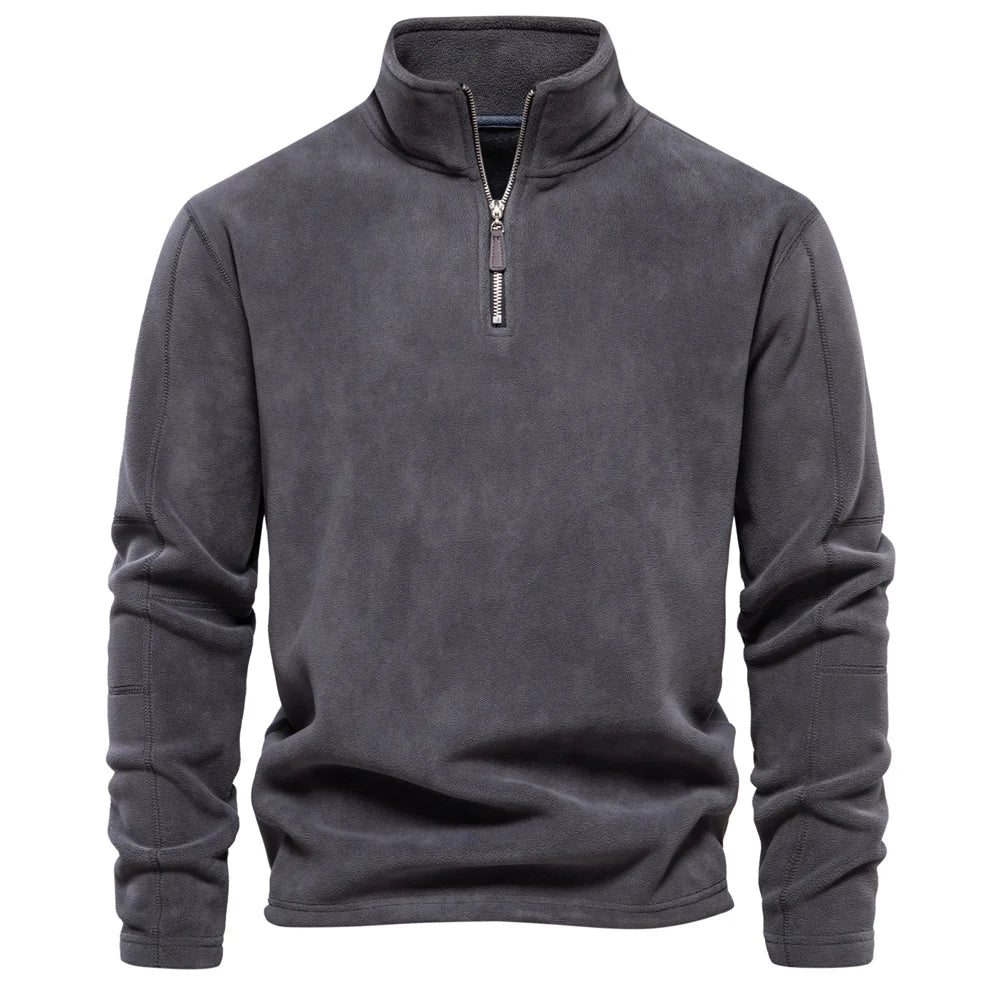 Men's Quality Thickened Warm Fleece Jacket for Men Zipper Neck Pullover Male Sweatshirt Soft Shell Jacket