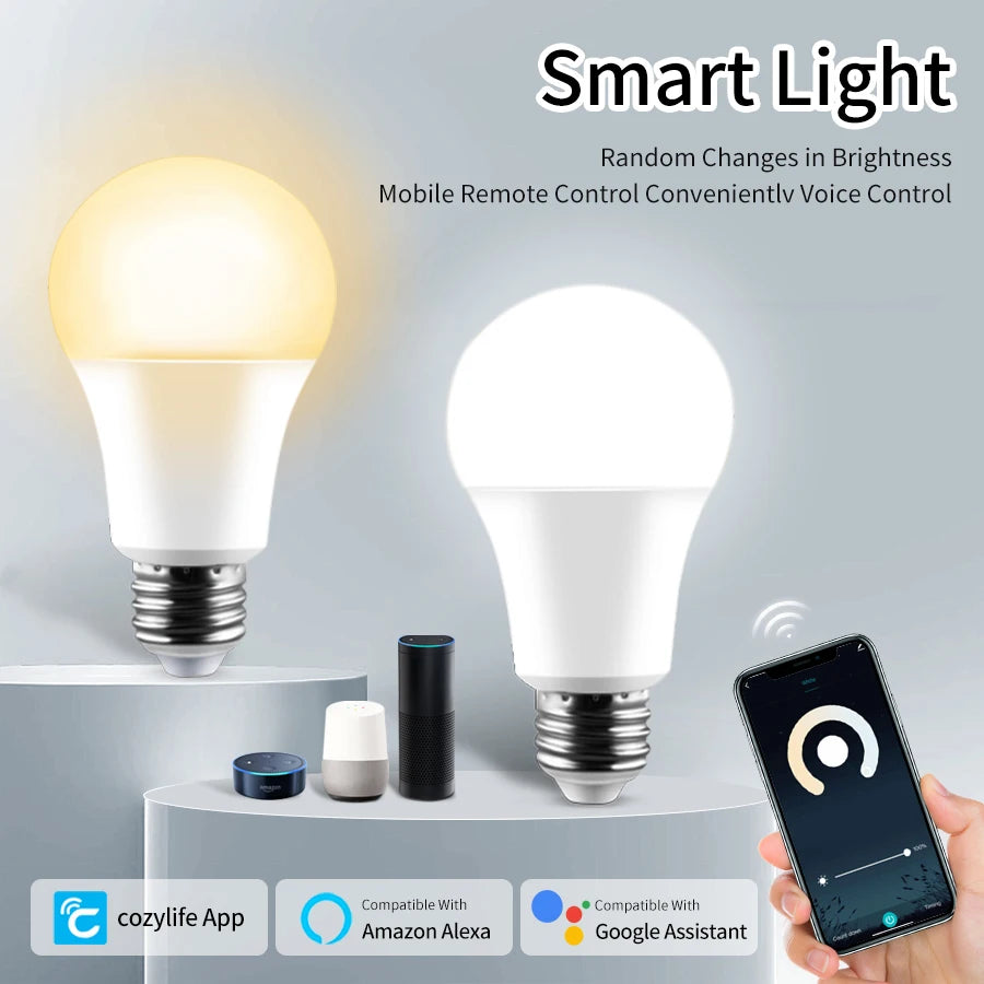 110V 220V E27 WiFi Smart LED-lampen 20W 15W 12W LED-lamp Dimbaar APP-spraakbediening Ondersteuning Alexa Google Home Home Lighting