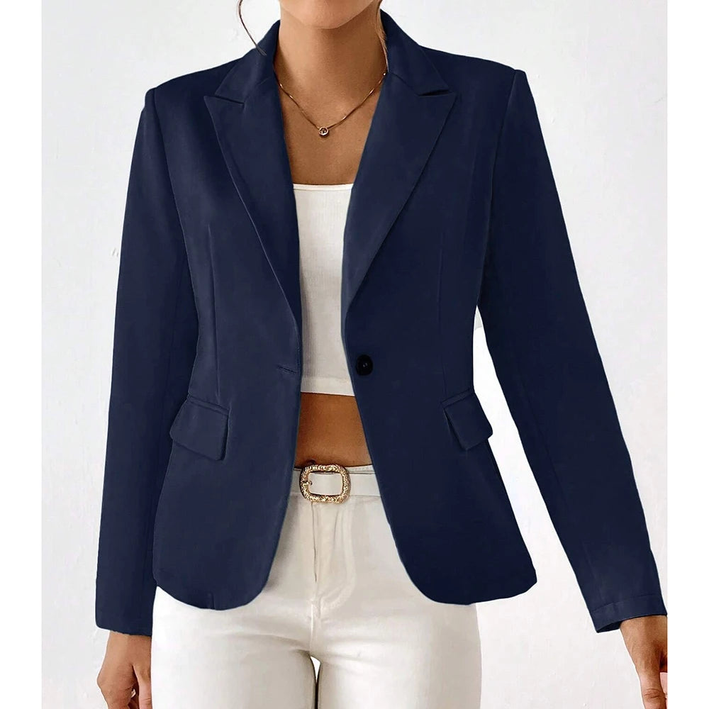 Damesblazers All Season Decent Plain Single Button Long Sleeve Revers Business Blazers