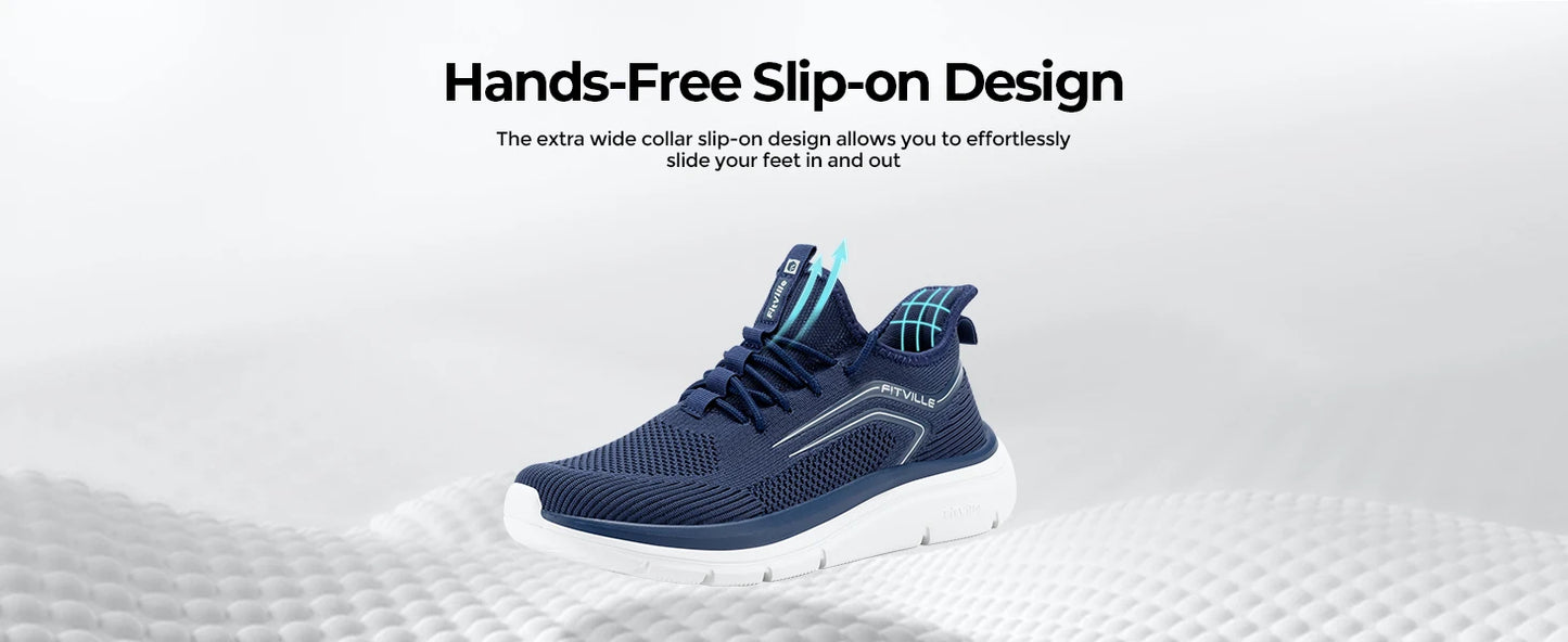 Thick Sole Running Shoes Men's Sneakers Shock Absorbing Rebound Lightweight For Swollen Feet Arch Support Wide Shoes