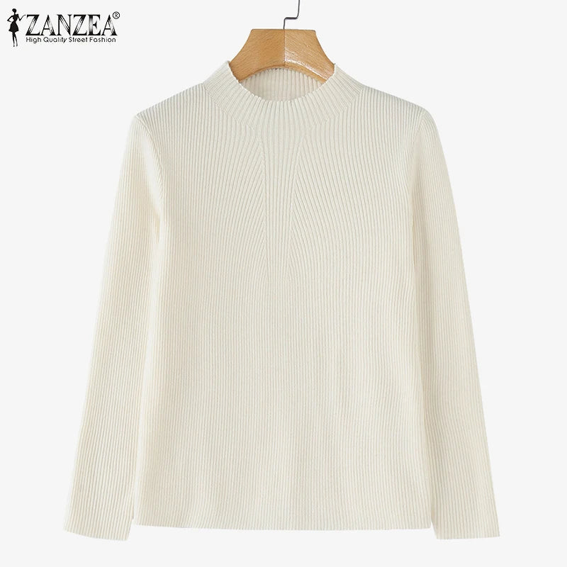 Women Sweaters Autumn Winter New Fashion Long Sleeve Solid Colour Knitted Sweater Casual Loose Basic Pullover