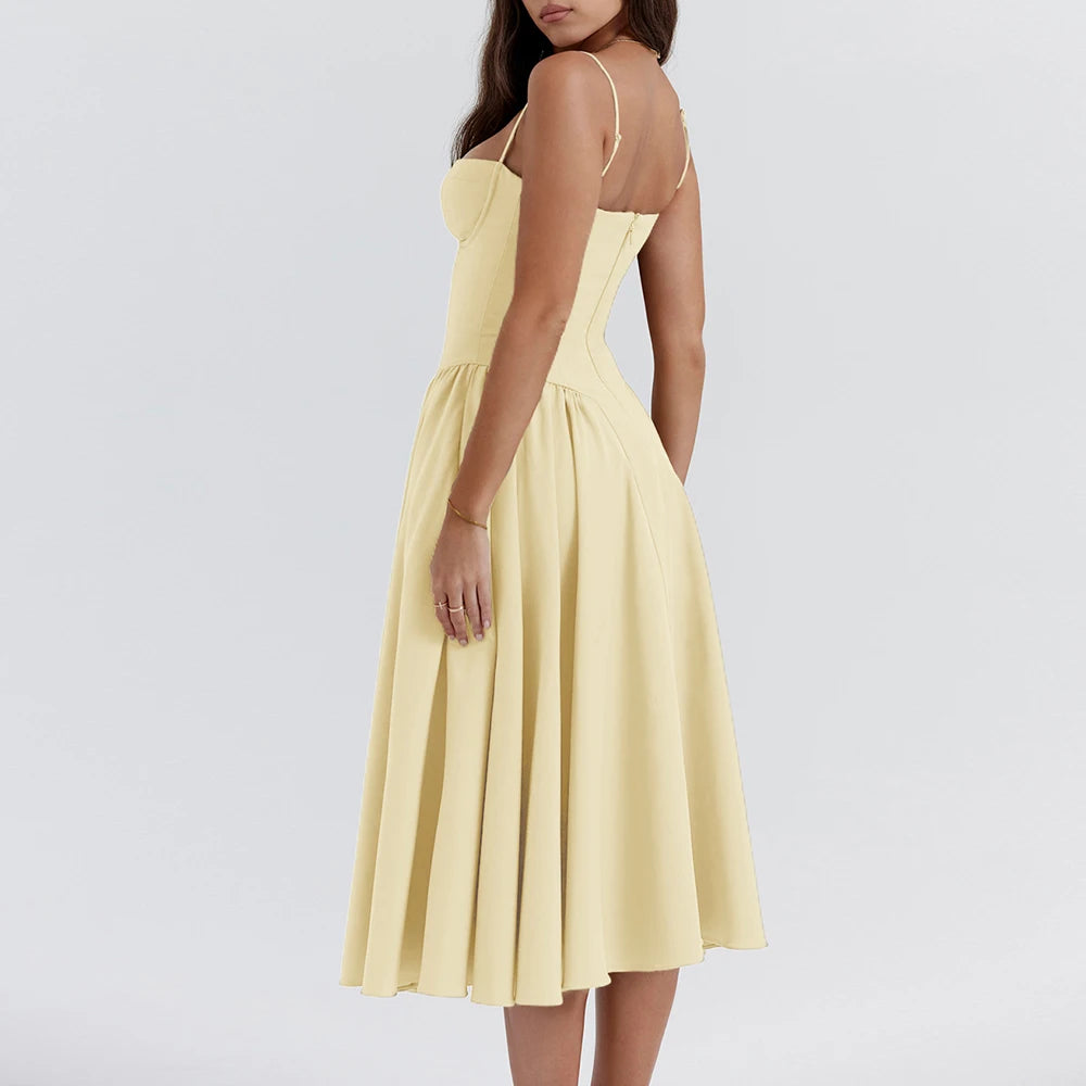 Women's Dresses Spring French Elegant Solid Colour Sleeveless Strapless MIDI Wrap Dating Dresses