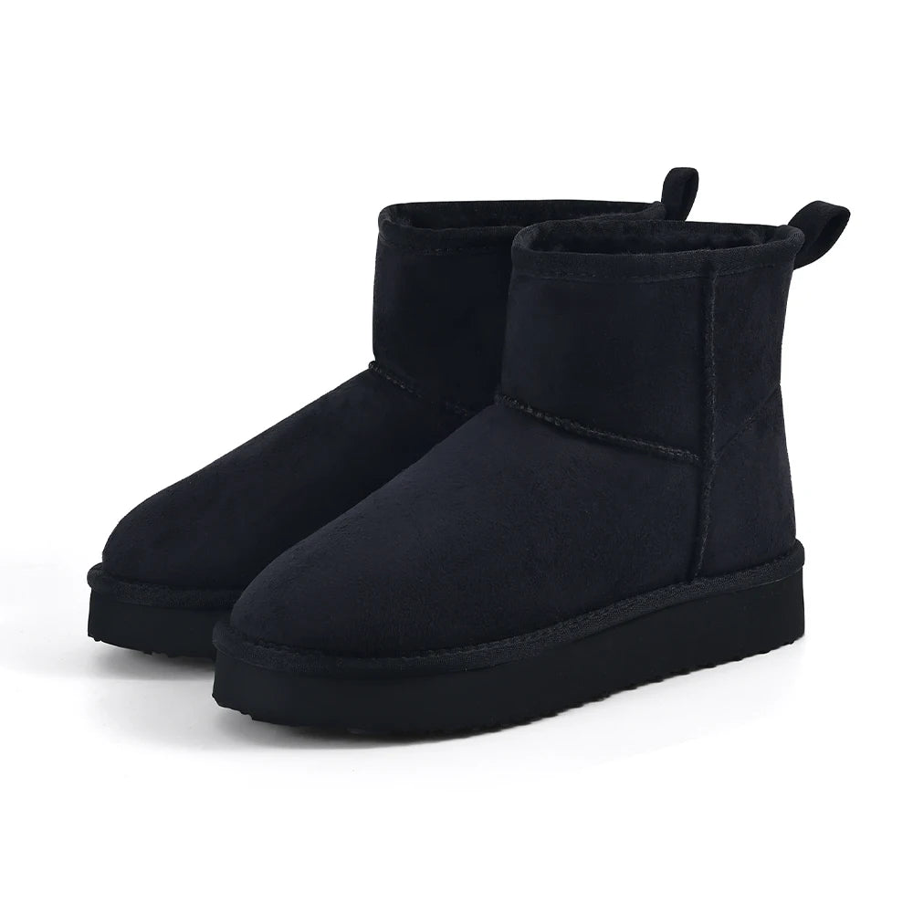 Women's Winter Classic Snow Boots Warm and Comfy Flat Furry Boots Outdoor and Indoor Non-Slip Fluffy Female Cotton Shoes