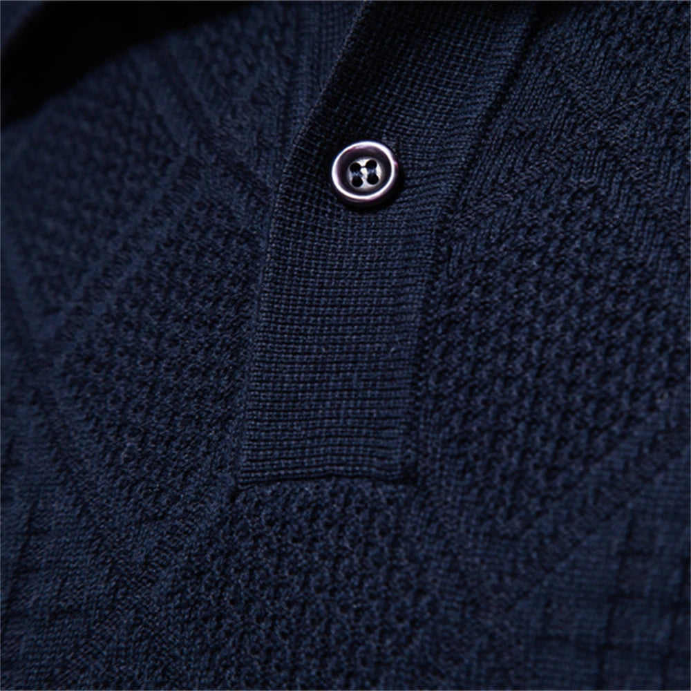 Men's Autumn Cotton Polo Neck Sweaters High Quality Pullover Knitted Sweater England Style Casual Social Pullover For Men