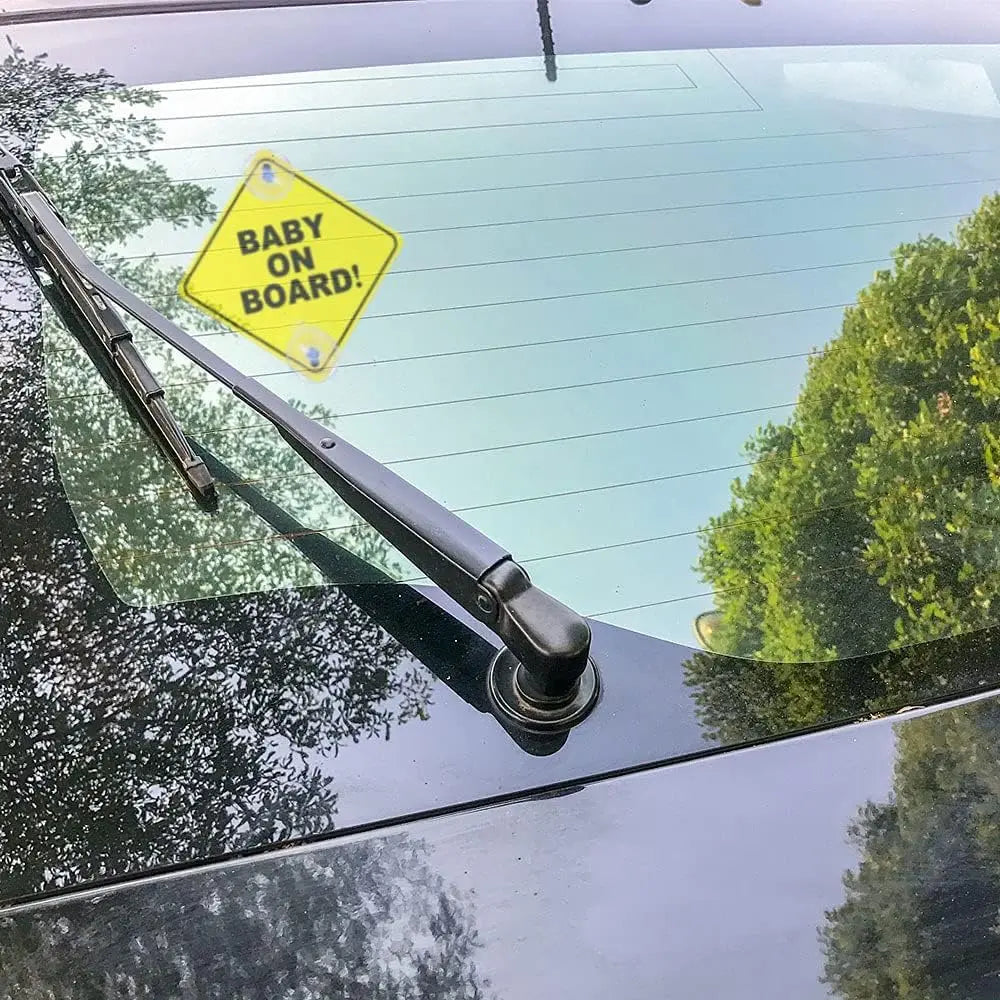 2PCS Baby On Board Signs with Suction Cups, 5"x5" Reusable Baby Safety Warning Decal For Car Windows
