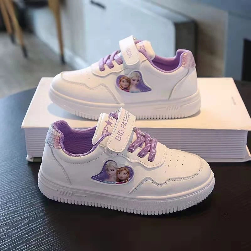 Unisex Children's Casual Shoes White Frozen Princess Elsa Anna Flats Light Running Soft Soles Fashion Brand Shoes