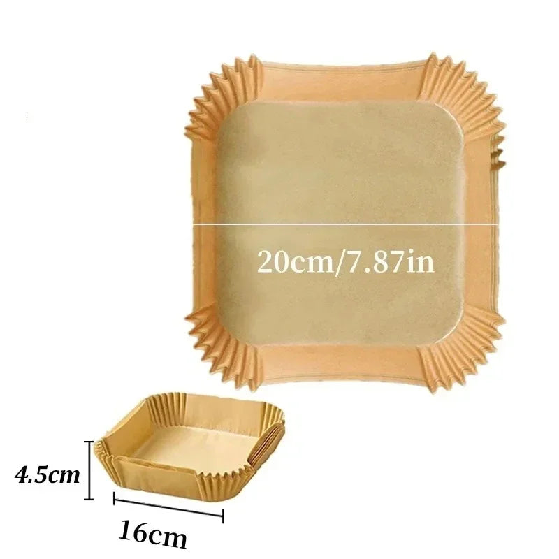 Set van 50 stuks Airfryer-accessoires Wegwerpbare antiaanbakpapieren bakvormpjes Bakovenpapier Aerogrill-bakvormpjes