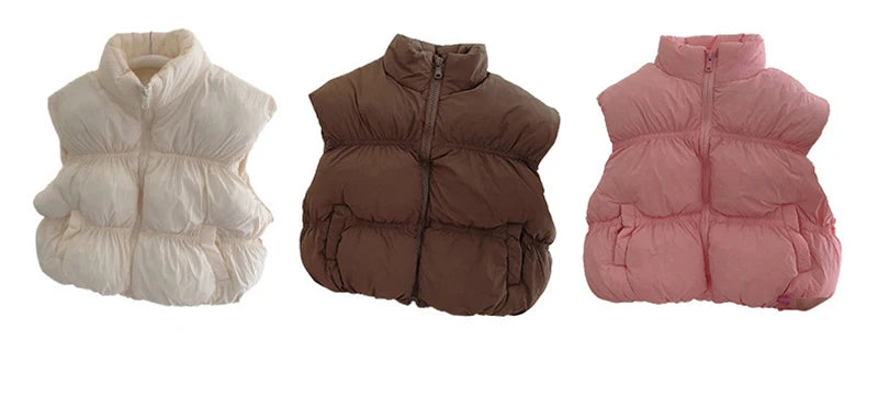 New Autumn & Winter Kids Vest Children's Thickened Turtleneck Waistcoat Korean Style Girls Boys Trendy Warm Outwear 2-6Y Unisex