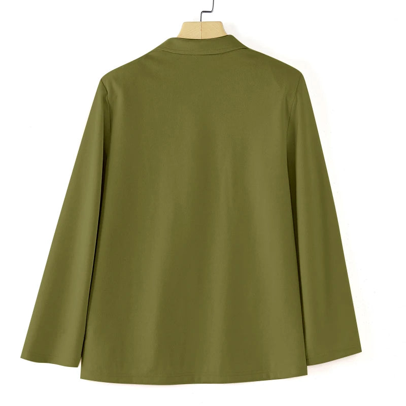 Casual Suede Women's Blazer 2025 Spring Fall Long Sleeve Lapel Neck Suit Jackets Elegant Single-Breasted Streetwear Coats