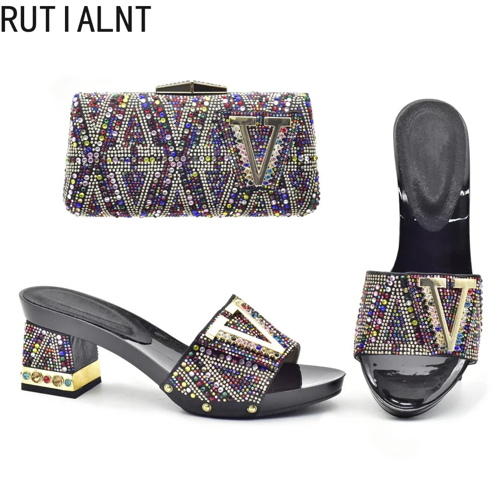 Italian Shoes with Matching Bags for Wedding Italy Shoe and Bag Set In New 2025 Nigerian Shoes and Matching Bags