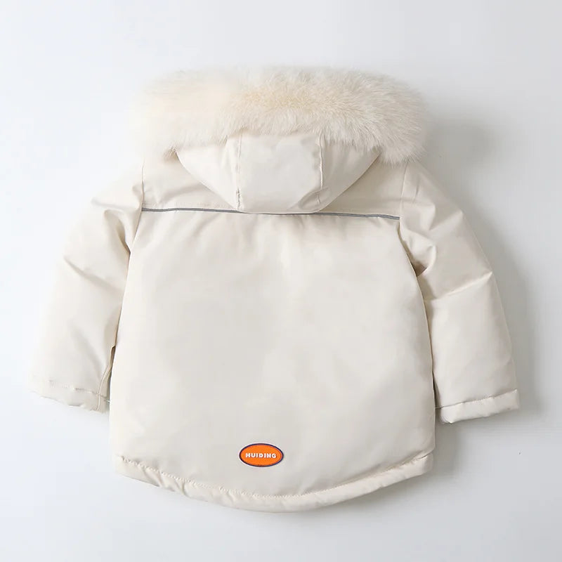 Unisex 2Pcs Winter Warm Children's Ski Clothes Set Thicken Fur Lining Hooded Coats & Overalls Set Snowsuit For Kids 2-5Y