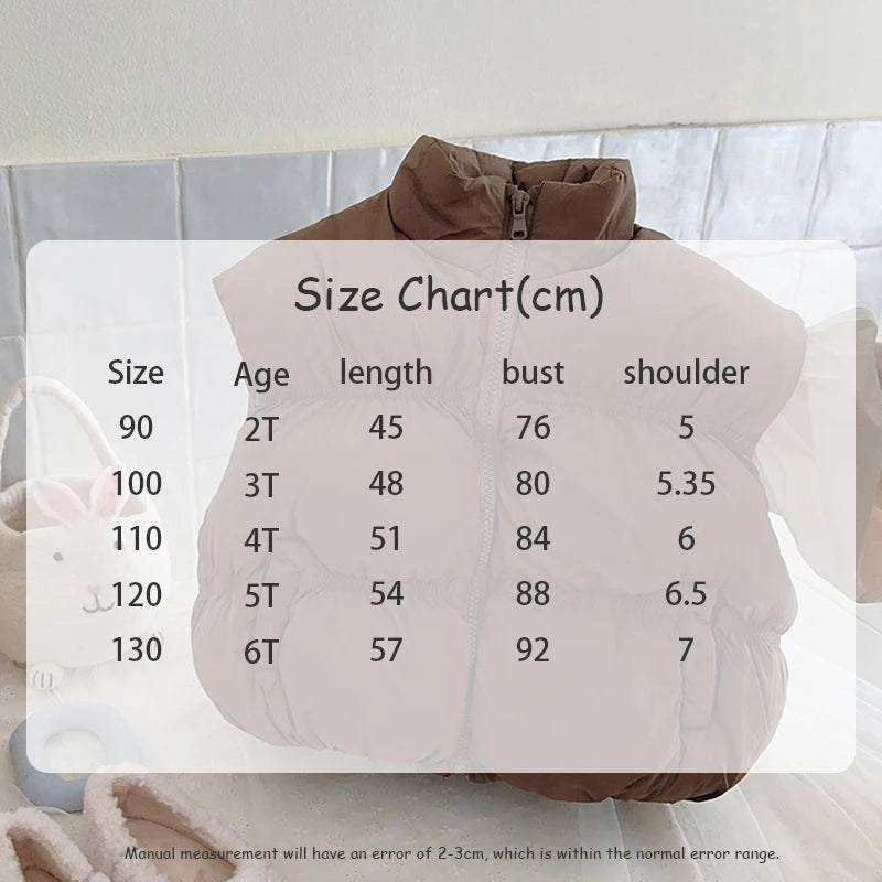 New Autumn & Winter Kids Vest Children's Thickened Turtleneck Waistcoat Korean Style Girls Boys Trendy Warm Outwear 2-6Y Unisex